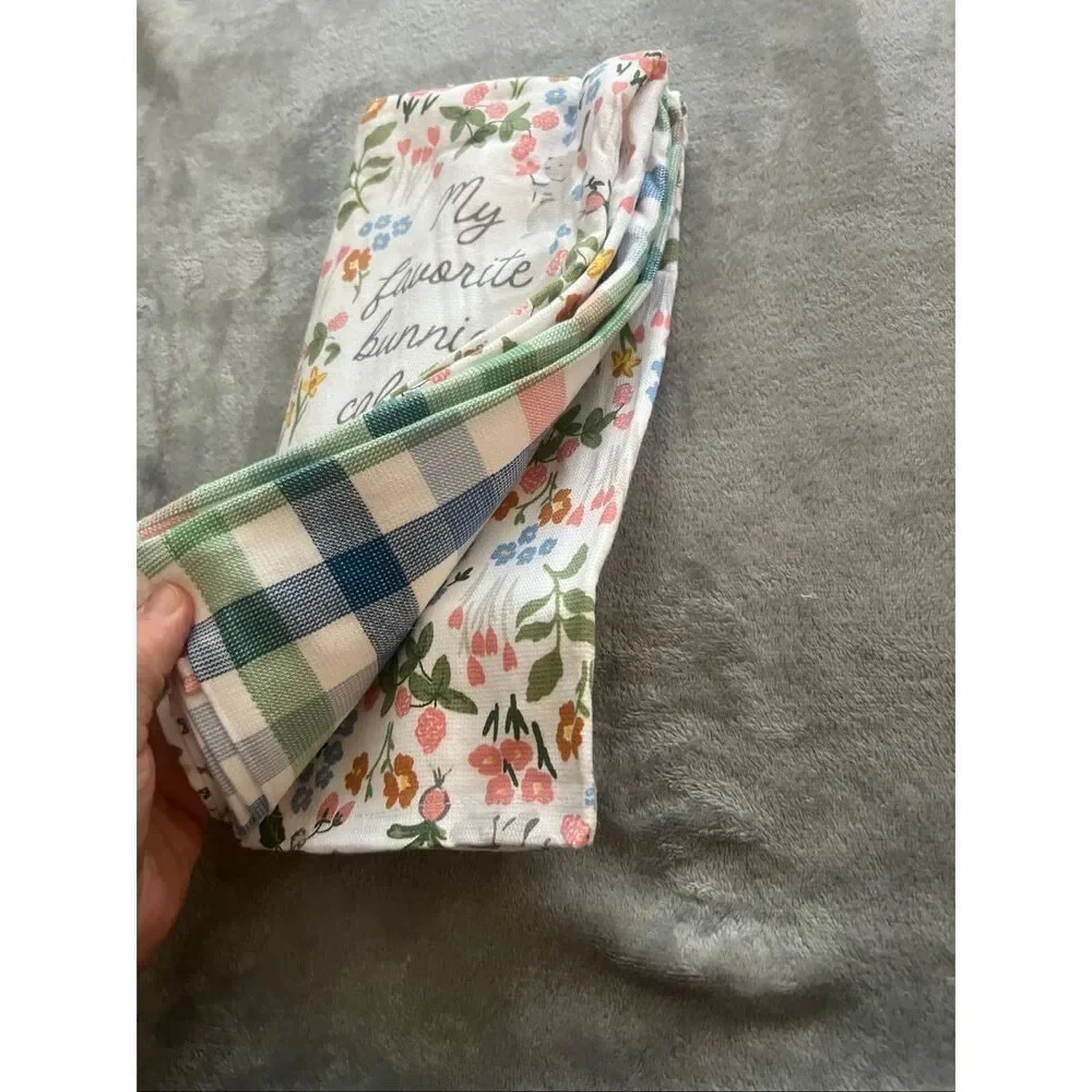 Shabby Chic My Favorite Bunnies Call Me Grammy Dish Towel Set 3 Pack